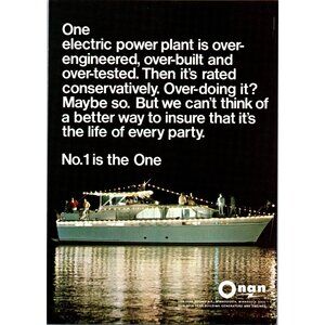 1971 Onan Generators Chris Craft Yacht Vintage Print Ad Deck Party 70s Wall Art